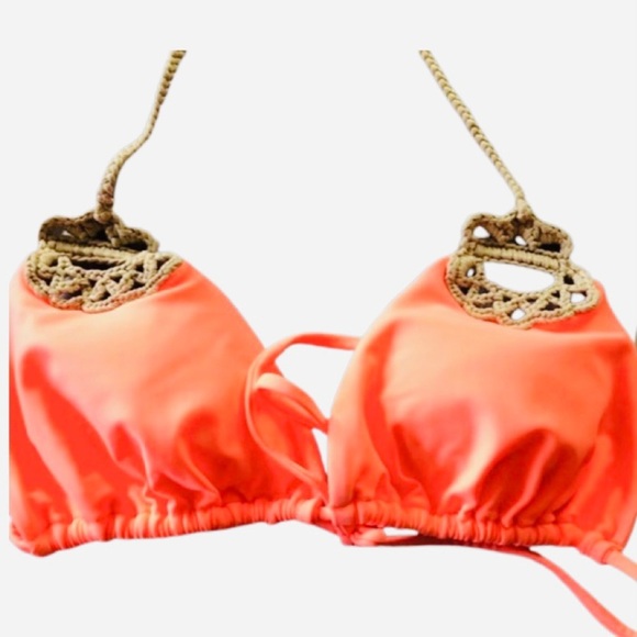 Luli Fama Miami Bright Orange  Corazon Loco Bikini Top - Picture 7 of 8